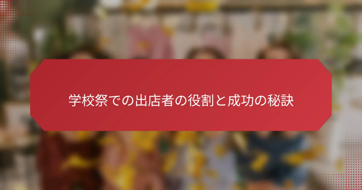 学校祭での出店者の役割と成功の秘訣