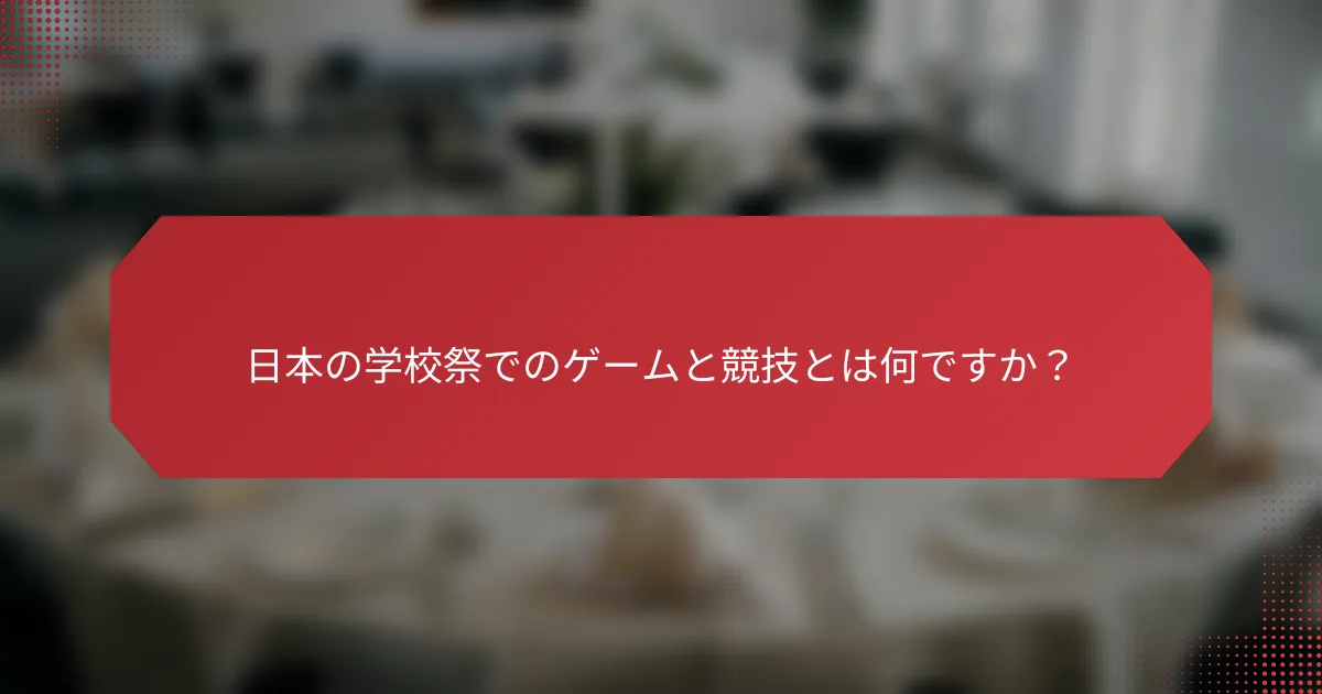 日本の学校祭でのゲームと競技とは何ですか？