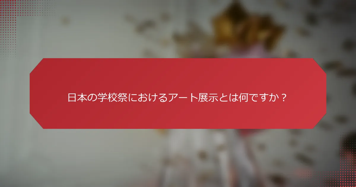 日本の学校祭におけるアート展示とは何ですか？