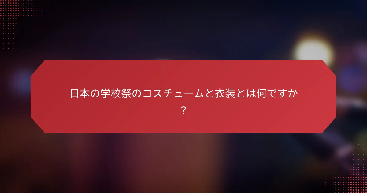 日本の学校祭のコスチュームと衣装とは何ですか？