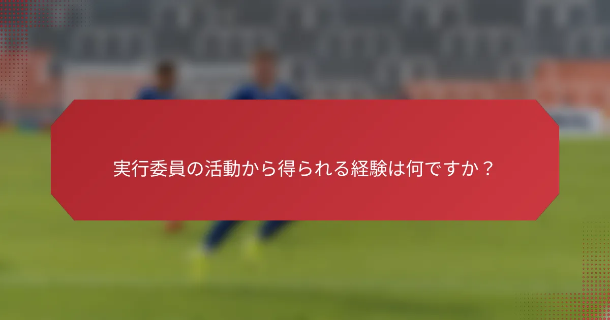 実行委員の活動から得られる経験は何ですか？
