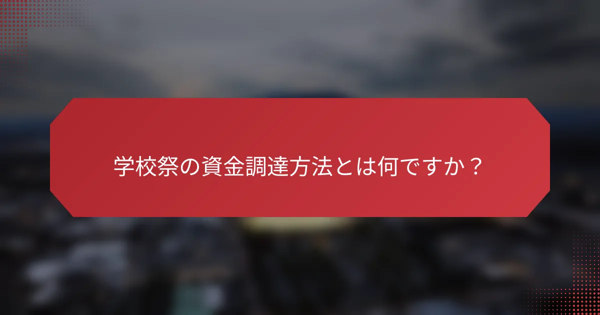 学校祭の資金調達方法とは何ですか？